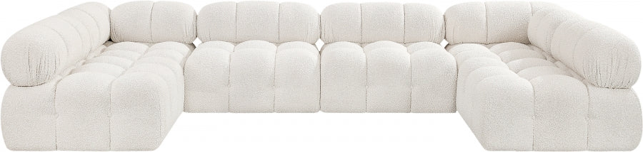 Meridian Furniture - Ames 136" Boucle Fabric Upholstered 6 Piece Modular Sectional - 611Cream-Sec6B - GreatFurnitureDeal