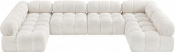 Meridian Furniture - Ames 136" Boucle Fabric Upholstered 6 Piece Modular Sectional - 611Cream-Sec6B - GreatFurnitureDeal