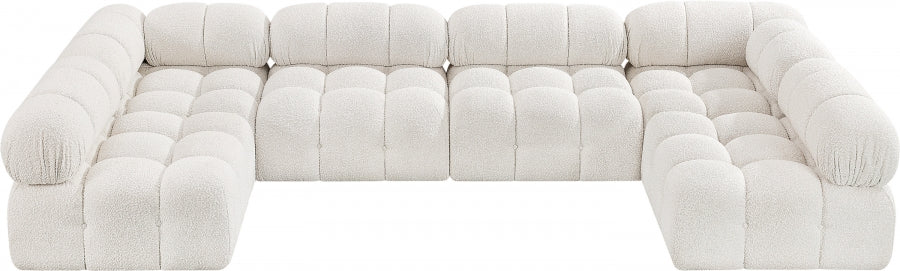 Meridian Furniture - Ames 136" Boucle Fabric Upholstered 6 Piece Modular Sectional - 611Cream-Sec6B - GreatFurnitureDeal