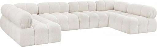 Meridian Furniture - Ames 136" Boucle Fabric Upholstered 6 Piece Modular Sectional - 611Cream-Sec6B - GreatFurnitureDeal
