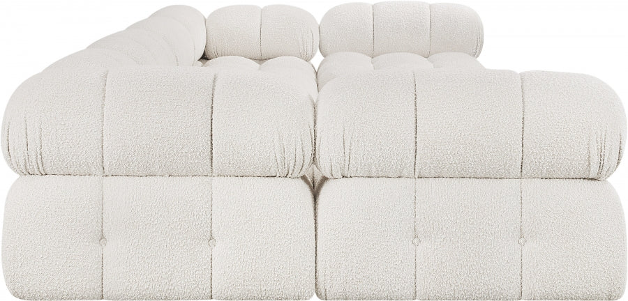 Meridian Furniture - Ames 136" Boucle Fabric Upholstered 6 Piece Modular Sectional - 611Cream-Sec6B - GreatFurnitureDeal