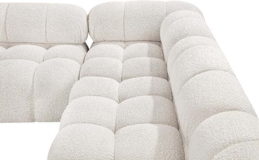Meridian Furniture - Ames 136" Boucle Fabric Upholstered 6 Piece Modular Sectional - 611Cream-Sec6B - GreatFurnitureDeal