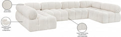 Meridian Furniture - Ames 136" Boucle Fabric Upholstered 6 Piece Modular Sectional - 611Cream-Sec6B - GreatFurnitureDeal
