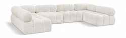 Meridian Furniture - Ames 136" Boucle Fabric Upholstered 6 Piece Modular Sectional - 611Cream-Sec6B - GreatFurnitureDeal