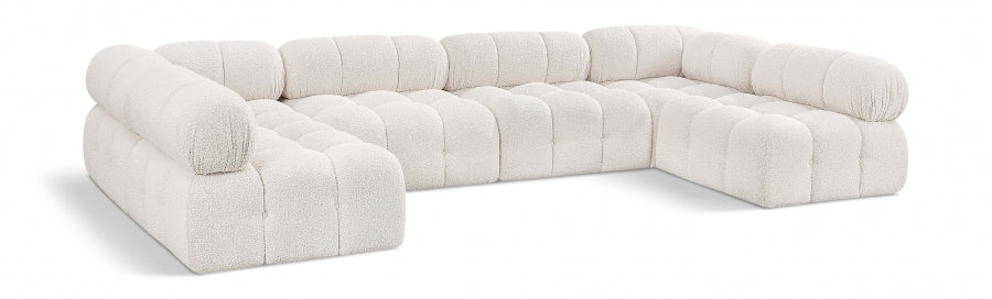 Meridian Furniture - Ames 136" Boucle Fabric Upholstered 6 Piece Modular Sectional - 611Cream-Sec6B - GreatFurnitureDeal