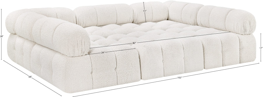 Meridian Furniture - Ames 102" Boucle Fabric Upholstered 6 Piece Modular Sectional - 611Cream-Sec6C - GreatFurnitureDeal