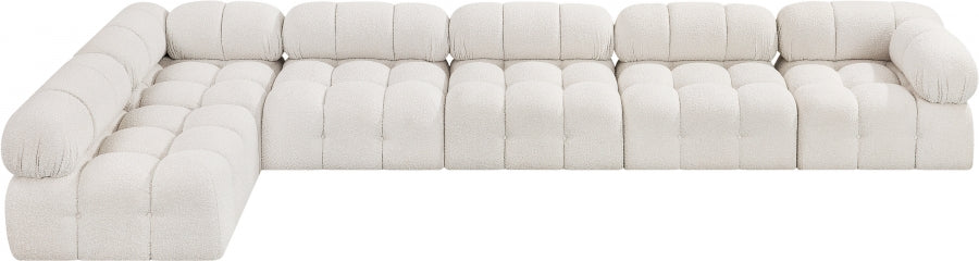 Meridian Furniture - Ames 170" Boucle Fabric Upholstered 6 Piece Modular Sectional - 611Cream-Sec6E - GreatFurnitureDeal