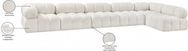 Meridian Furniture - Ames 170" Boucle Fabric Upholstered 6 Piece Modular Sectional - 611Cream-Sec6E - GreatFurnitureDeal