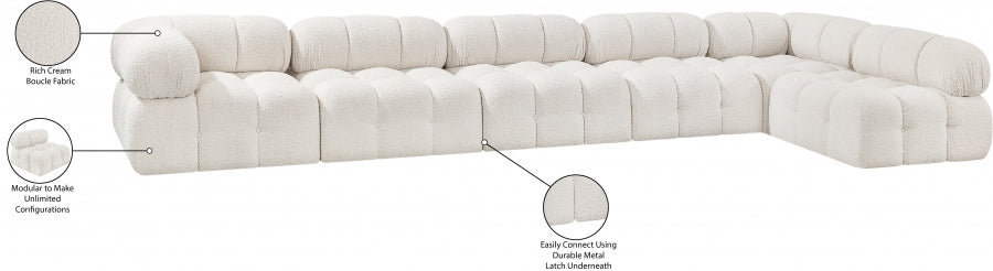 Meridian Furniture - Ames 170" Boucle Fabric Upholstered 6 Piece Modular Sectional - 611Cream-Sec6E - GreatFurnitureDeal