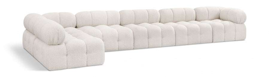 Meridian Furniture - Ames 170" Boucle Fabric Upholstered 6 Piece Modular Sectional - 611Cream-Sec6E - GreatFurnitureDeal