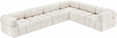 Meridian Furniture - Ames 136" Boucle Fabric Upholstered 6 Piece Modular Sectional - 611Cream-Sec6F - GreatFurnitureDeal