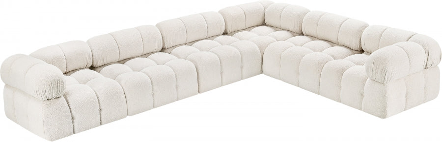 Meridian Furniture - Ames 136" Boucle Fabric Upholstered 6 Piece Modular Sectional - 611Cream-Sec6F - GreatFurnitureDeal