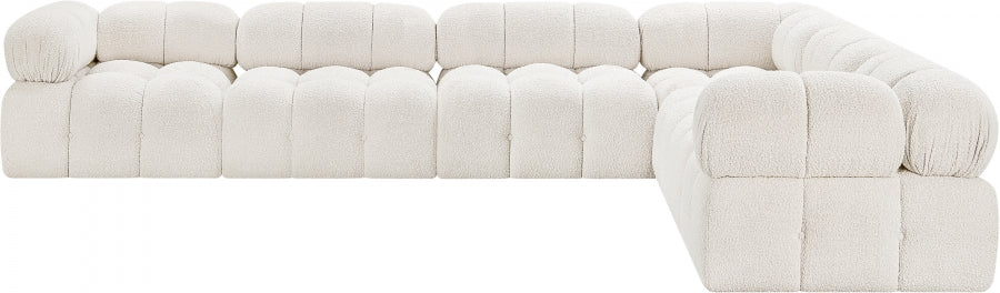 Meridian Furniture - Ames 136" Boucle Fabric Upholstered 6 Piece Modular Sectional - 611Cream-Sec6F - GreatFurnitureDeal