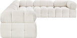 Meridian Furniture - Ames 136" Boucle Fabric Upholstered 6 Piece Modular Sectional - 611Cream-Sec6F - GreatFurnitureDeal