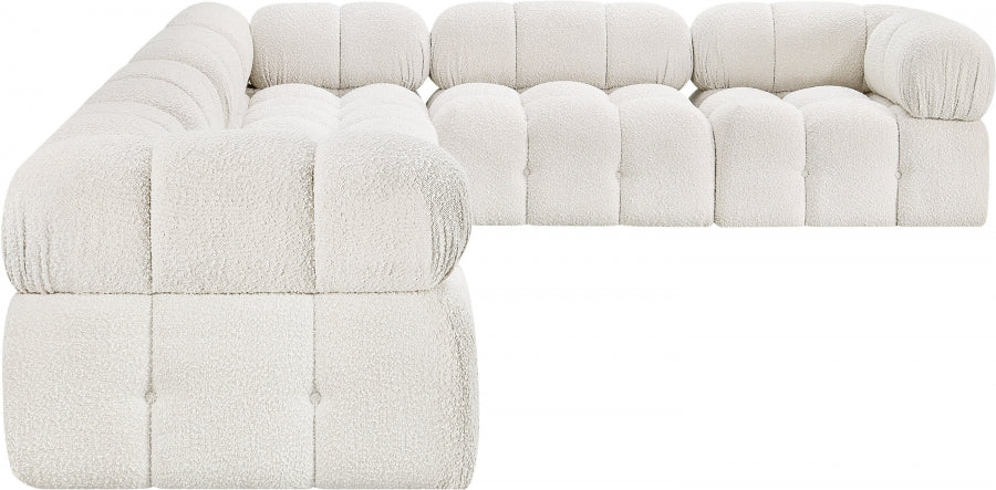 Meridian Furniture - Ames 136" Boucle Fabric Upholstered 6 Piece Modular Sectional - 611Cream-Sec6F - GreatFurnitureDeal
