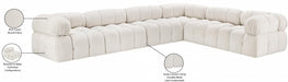 Meridian Furniture - Ames 136" Boucle Fabric Upholstered 6 Piece Modular Sectional - 611Cream-Sec6F - GreatFurnitureDeal