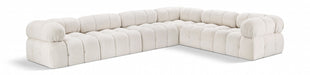 Meridian Furniture - Ames 136" Boucle Fabric Upholstered 6 Piece Modular Sectional - 611Cream-Sec6F - GreatFurnitureDeal
