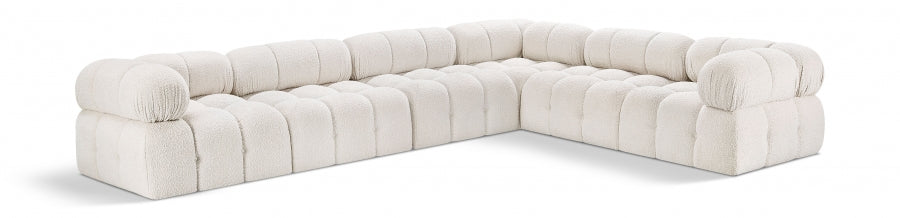 Meridian Furniture - Ames 136" Boucle Fabric Upholstered 6 Piece Modular Sectional - 611Cream-Sec6F - GreatFurnitureDeal
