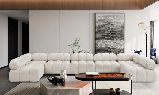 Meridian Furniture - Ames 170" Boucle Fabric Upholstered 7 Piece Modular Sectional - 611Cream-Sec7A - GreatFurnitureDeal