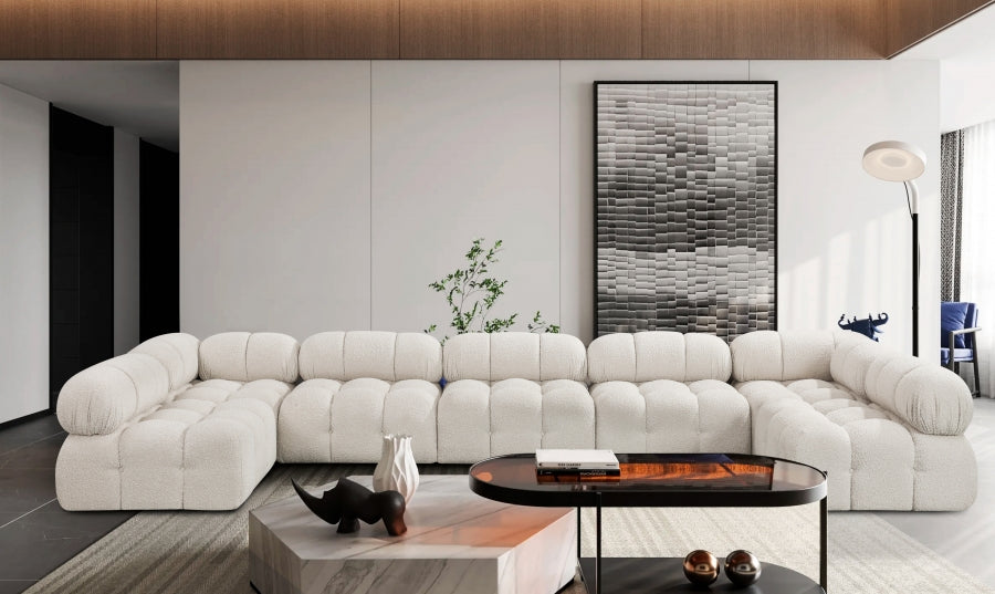 Meridian Furniture - Ames 170" Boucle Fabric Upholstered 7 Piece Modular Sectional - 611Cream-Sec7A - GreatFurnitureDeal