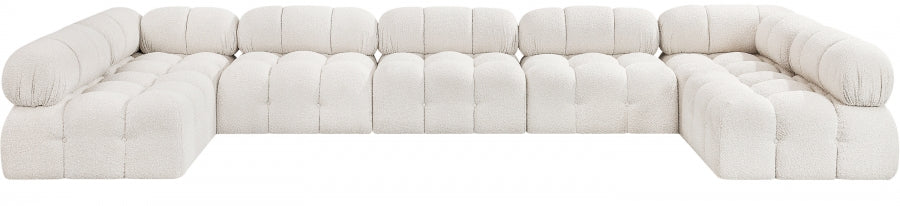 Meridian Furniture - Ames 170" Boucle Fabric Upholstered 7 Piece Modular Sectional - 611Cream-Sec7A - GreatFurnitureDeal