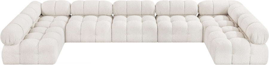 Meridian Furniture - Ames 170" Boucle Fabric Upholstered 7 Piece Modular Sectional - 611Cream-Sec7A - GreatFurnitureDeal