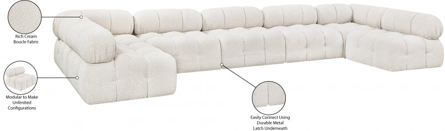 Meridian Furniture - Ames 170" Boucle Fabric Upholstered 7 Piece Modular Sectional - 611Cream-Sec7A - GreatFurnitureDeal
