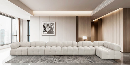 Meridian Furniture - Ames 204" Boucle Fabric Upholstered 7 Piece Modular Sectional - 611Cream-Sec7C - GreatFurnitureDeal