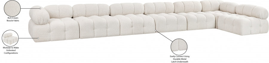 Meridian Furniture - Ames 204" Boucle Fabric Upholstered 7 Piece Modular Sectional - 611Cream-Sec7C - GreatFurnitureDeal