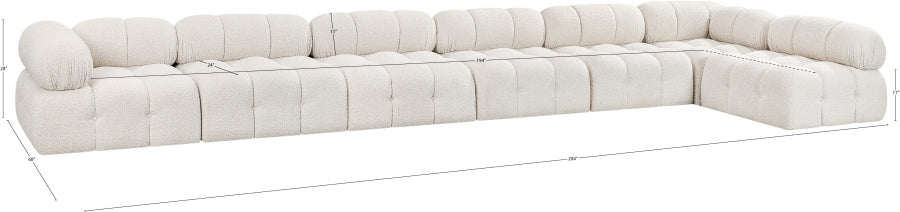 Meridian Furniture - Ames 204" Boucle Fabric Upholstered 7 Piece Modular Sectional - 611Cream-Sec7C - GreatFurnitureDeal