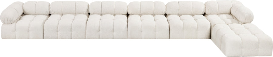 Meridian Furniture - Ames 204" Boucle Fabric Upholstered 7 Piece Modular Sectional - 611Cream-Sec7D - GreatFurnitureDeal