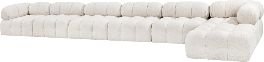Meridian Furniture - Ames 204" Boucle Fabric Upholstered 7 Piece Modular Sectional - 611Cream-Sec7D - GreatFurnitureDeal