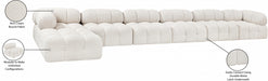 Meridian Furniture - Ames 204" Boucle Fabric Upholstered 7 Piece Modular Sectional - 611Cream-Sec7D - GreatFurnitureDeal