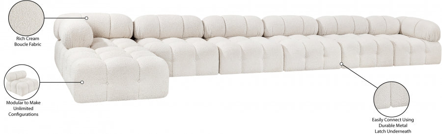 Meridian Furniture - Ames 204" Boucle Fabric Upholstered 7 Piece Modular Sectional - 611Cream-Sec7D - GreatFurnitureDeal