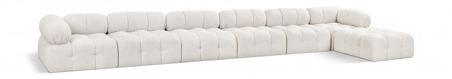 Meridian Furniture - Ames 204" Boucle Fabric Upholstered 7 Piece Modular Sectional - 611Cream-Sec7D - GreatFurnitureDeal