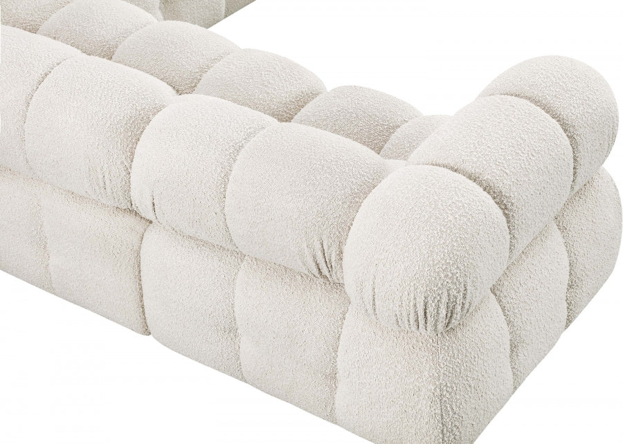 Meridian Furniture - Ames 136" Boucle Fabric Upholstered 7 Piece Modular Sectional - 611Cream-Sec7E - GreatFurnitureDeal