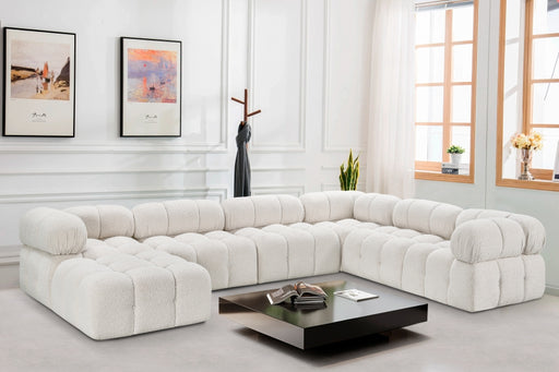 Meridian Furniture - Ames 136" Boucle Fabric Upholstered 7 Piece Modular Sectional - 611Cream-Sec7E - GreatFurnitureDeal