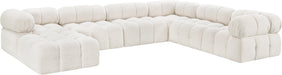 Meridian Furniture - Ames 136" Boucle Fabric Upholstered 7 Piece Modular Sectional - 611Cream-Sec7E - GreatFurnitureDeal