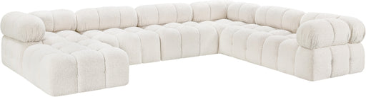 Meridian Furniture - Ames 136" Boucle Fabric Upholstered 7 Piece Modular Sectional - 611Cream-Sec7E - GreatFurnitureDeal