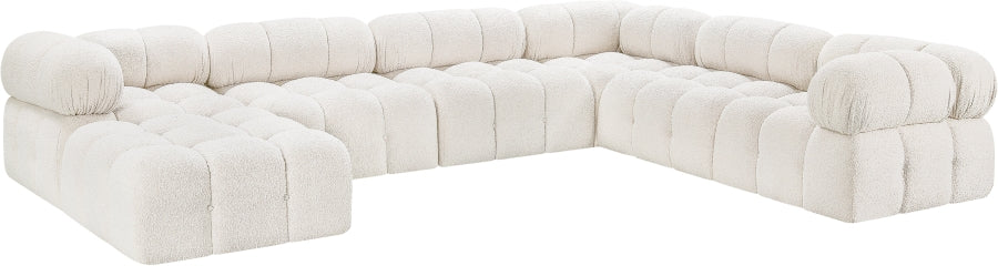 Meridian Furniture - Ames 136" Boucle Fabric Upholstered 7 Piece Modular Sectional - 611Cream-Sec7E - GreatFurnitureDeal