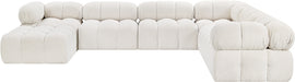 Meridian Furniture - Ames 136" Boucle Fabric Upholstered 7 Piece Modular Sectional - 611Cream-Sec7E - GreatFurnitureDeal
