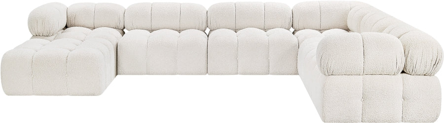 Meridian Furniture - Ames 136" Boucle Fabric Upholstered 7 Piece Modular Sectional - 611Cream-Sec7E - GreatFurnitureDeal