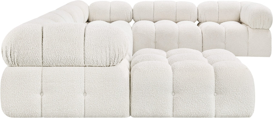 Meridian Furniture - Ames 136" Boucle Fabric Upholstered 7 Piece Modular Sectional - 611Cream-Sec7E - GreatFurnitureDeal