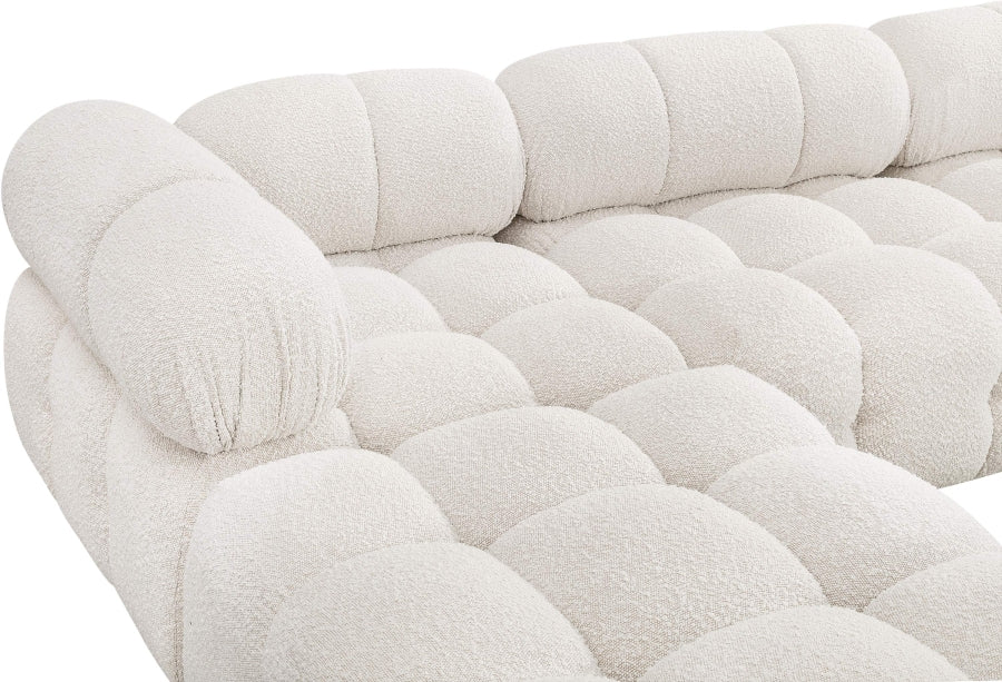 Meridian Furniture - Ames 136" Boucle Fabric Upholstered 7 Piece Modular Sectional - 611Cream-Sec7E - GreatFurnitureDeal