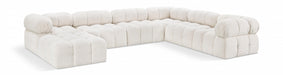 Meridian Furniture - Ames 136" Boucle Fabric Upholstered 7 Piece Modular Sectional - 611Cream-Sec7E - GreatFurnitureDeal