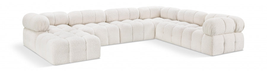 Meridian Furniture - Ames 136" Boucle Fabric Upholstered 7 Piece Modular Sectional - 611Cream-Sec7E - GreatFurnitureDeal
