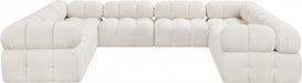 Meridian Furniture - Ames 136" Boucle Fabric Upholstered 8 Piece Modular Sectional Sofa - 611Cream-Sec8A - GreatFurnitureDeal