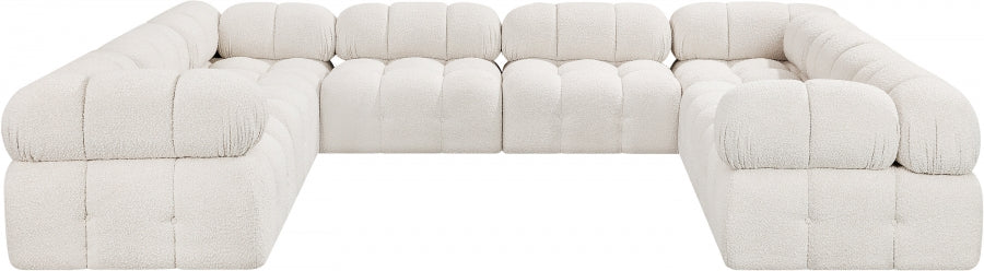 Meridian Furniture - Ames 136" Boucle Fabric Upholstered 8 Piece Modular Sectional Sofa - 611Cream-Sec8A - GreatFurnitureDeal