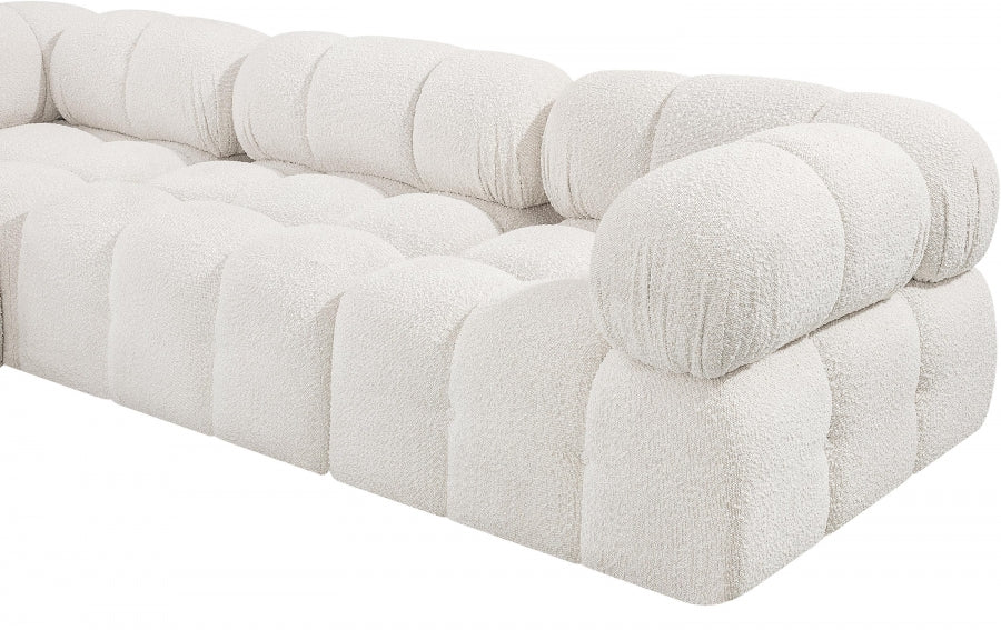Meridian Furniture - Ames 136" Boucle Fabric Upholstered 8 Piece Modular Sectional Sofa - 611Cream-Sec8A - GreatFurnitureDeal