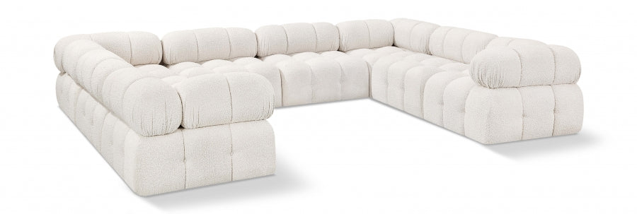 Meridian Furniture - Ames 136" Boucle Fabric Upholstered 8 Piece Modular Sectional Sofa - 611Cream-Sec8A - GreatFurnitureDeal